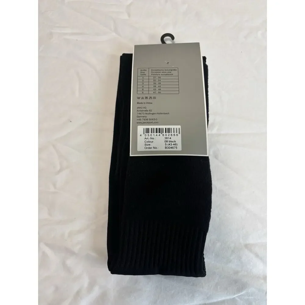 NWT Jako Unisex Socks Black Training Athletic Blokecore Soccer Mens Size 10-12